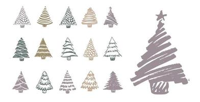 Christmas tree hand drawn illustrations. Vector. vector