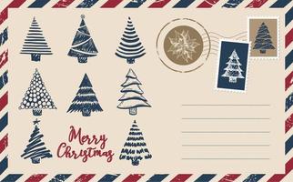 Christmas postcard, mail, hand drawn illustration. vector