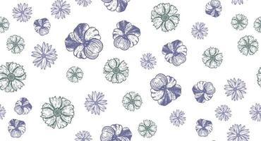 Flowers pattern Hand-drawn. Vector seamless background.