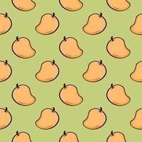 Sweet yellow mango , seamless pattern on a yellow background. vector