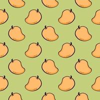 Sweet yellow mango , seamless pattern on a yellow background. vector
