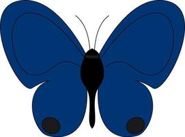 Cute blue butterfly, illustration, vector on white background.