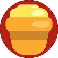 Delicious yellow cupcake, illustration, vector on a white background.