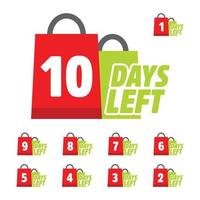 Countdown timer with number of days left shopping bags style vector