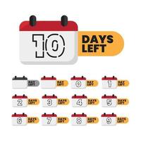 Countdown timer with number of days left calendar style vector