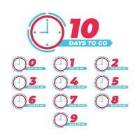 Days to go countdown clock badge set vector