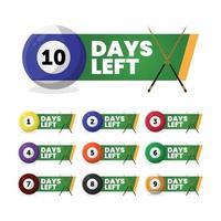 Countdown timer with number of days left billiard ball style vector