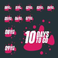 Days to go countdown pink red badge set vector