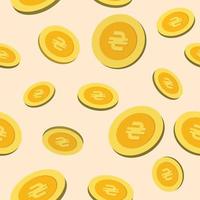 Ukraina hryvnia gold coin seamless pattern background vector