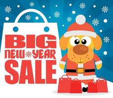 New Year Big sale background with dog vector