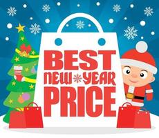 Special New Year offer with child in costume pig vector