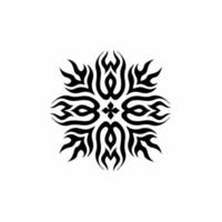 Mandala Tribal Flame Symbol Logo on White Background. Stencil Decal Tattoo Design. Flat Vector Illustration.