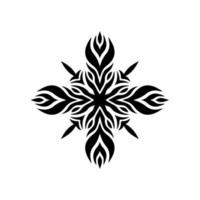 Mandala Tribal Flame Symbol Logo on White Background. Stencil Decal Tattoo Design. Flat Vector Illustration.