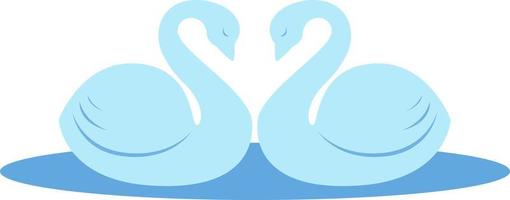 Pair of swans, illustration, vector on white background.