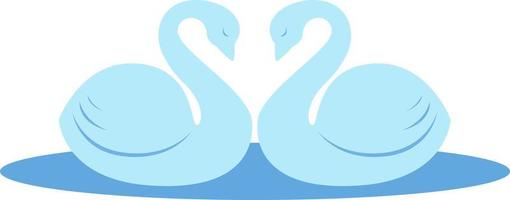 Pair of swans, illustration, vector on white background.