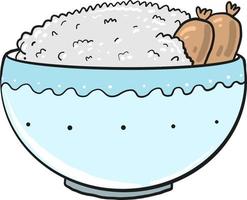 Rice dish, illustration, vector on white background.