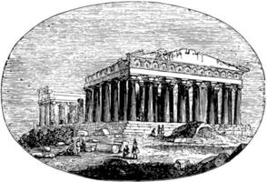 Modern Parthenon, the Athenians, vintage engraving. vector