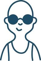 Bald man with sunglasses, illustration, vector on a white background.