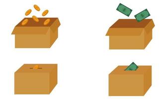 a collection of illustrations of charity boxes vector