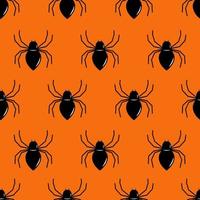 Black spider seamless pattern. Repeated flat vector icon for Halloween.
