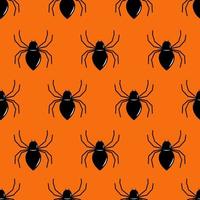 Black spider seamless pattern. Repeated flat vector icon for Halloween.