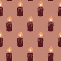 Vector seamless pattern with burning candles. Isolated glyph candles in endless background