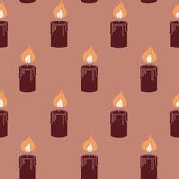 Vector seamless pattern with burning candles. Isolated glyph candles in endless background