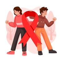 World Aids Day Survivor with Red Ribbon Concept vector