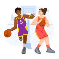 Male and Female Basketball Player Characters vector