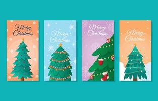 Christmas Tree Card Set Design vector