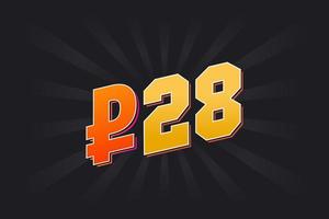 28 Russian Ruble vector currency image. 28 Ruble symbol bold text vector illustration