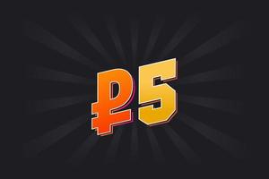 5 Russian Ruble vector currency image. 5 Ruble symbol bold text vector illustration