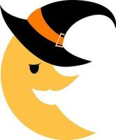 Moon with hat, illustration, vector on white background.