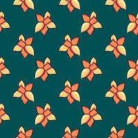 Cute daffodil, seamless pattern on dark green background. vector