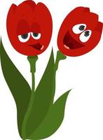 Singing tulips , illustration, vector on white background