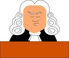 Judge with wig, illustration, vector on white background.