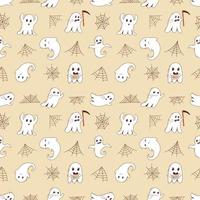 Spooky halloween ghosts seamless pattern. Spooky poltergeist. Halloween scary ghostly monsters vector