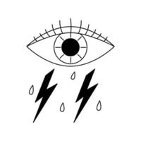 Eye tattoo in y2k, 1990s, 2000s style. Emo goth element design. Old school tattoo. Vector illustration