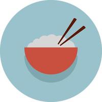 Rice in red bowl, illustration, vector on a white background.