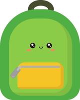 Green backpack, illustration, vector on white background.