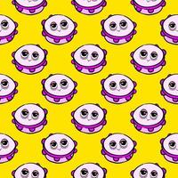 Small tambourine, seamless pattern on yellow background. vector
