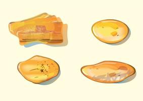 Set amber stone isolated on white background. vector