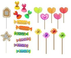 Set of sweets on white background hard candies candy. Vector illustration,