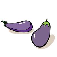 Eggplant emoji icon cartoon drawing symbol. Isolated vector vegetable clipart illustration.