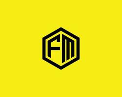 plantilla de vector de diseño de logotipo fm mf