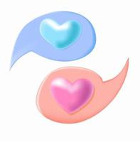 3d heart like social network. white background, blue and pink vector