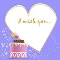 Birthday Cake Card.There is space for wishes on the card vector