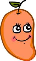 Happy mango, illustration, vector on white background.