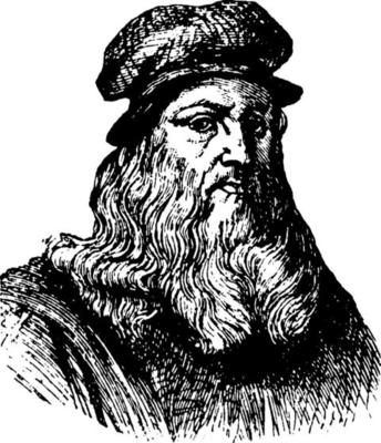 Leonardo Da Vinci, vintage illustration
