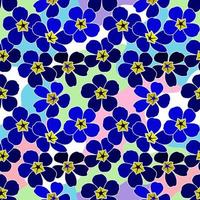 Vector seamless pattern of Blue daisy petal spring flower blossom, illustration abstract flora drawing on colorful background for fashion fabric textiles printing, wallpaper and paper wrapping